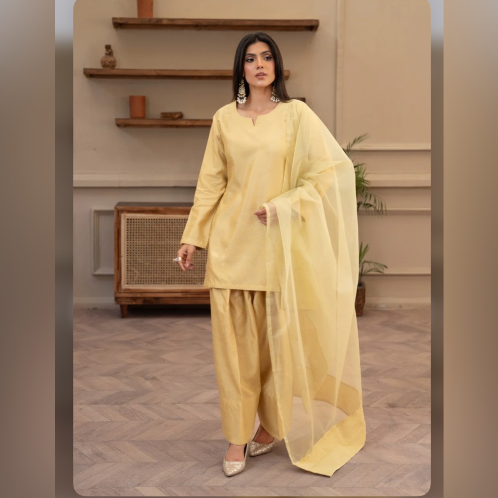 Elegant Yellow Farshi Shalwar Set!